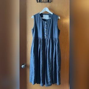Not Perfect Linen Mama Maxi Dress - Size S/M - Dark Grey Blue